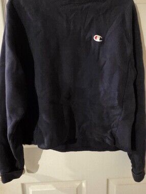 Champion Dark Blue Pullover Sweatshirt with Small C Patch